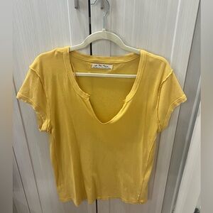 NWOT: We The Free Yellow V-Neck Short Sleeve Tee